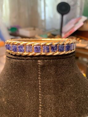 Gold and Blue Stone Tile Bracelet - Women Accessories